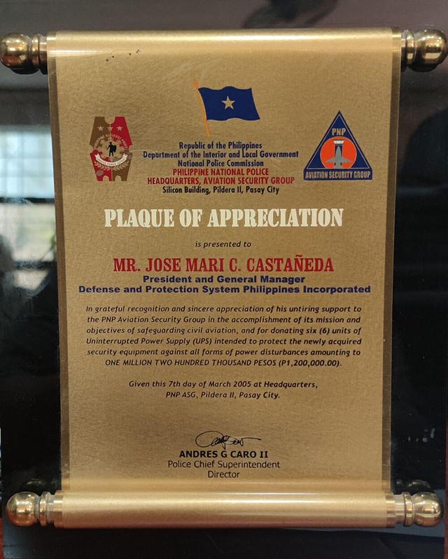 PNP AVSEGROUP Plaque of Appreciation